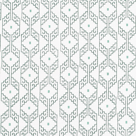 Our Corner Grass by Carole Designer Fabric Jade 75% Cotton, 25% Spun Polyester India N/A 5" V, 5 3/4" H 52" - Swanky Fabrics -