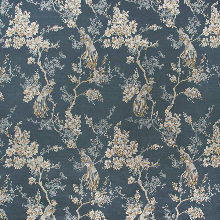 Bird In Waiting Cadet by Carole Designer Fabric Blue Forest 63% Polyester, 37% Viscose India N/A Horizontal: 135 and Vertical: 20625 51 - Swanky Fabrics -