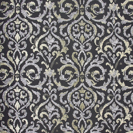 Kindness Within Noir by Carole Designer Fabric Wellington 100% Polyester CHINA 40,000 Wyzenbeek Double Rubs 13 1/4" V, 14 1/2" H 55" - Swanky Fabrics -