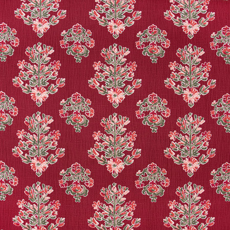 Wrist Corsage Ruby by Carole Designer Fabric Geranium 85% Cotton, 15% Linen Printed In USA Passes 24,000 Double Rubs Wyzenbeek 12 5/8" V, 13 1/2" H 54" - Swanky Fabrics -
