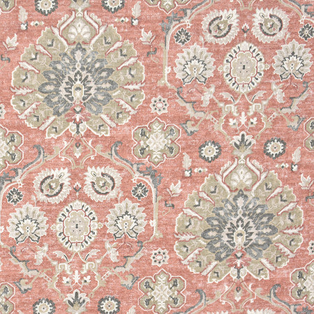 Traditions Of Salmon by Carole Designer Fabric Harvest 75% Cotton, 25% Linen Pakistan 27" V, 27" H HD 54" - Swanky Fabrics -