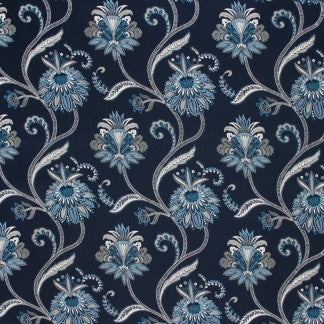 Warm Welcome Navy by Carole Designer Fabric Emerald Ocean 50% Polyester, 50% Cotton India N/A </p><p>Repeat: 15 3/8" V, 26" H 51" - Swanky Fabrics -