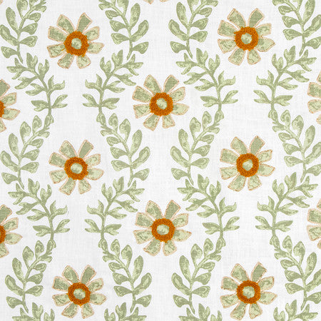 Kylie Thyme by Carole Designer Fabric Serene Green Base: 100% Cotton Embr: 50% Acrylic, 50% Viscose N/A 7 1/2" V, 10 1/2" H 54" - Swanky Fabrics -