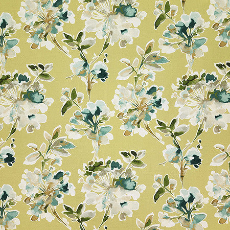 Quiet Garden Wheat by Carole Designer Fabric Evergreen 100% Cotton India 24" V, 13 3/4" H HD 54" - Swanky Fabrics -