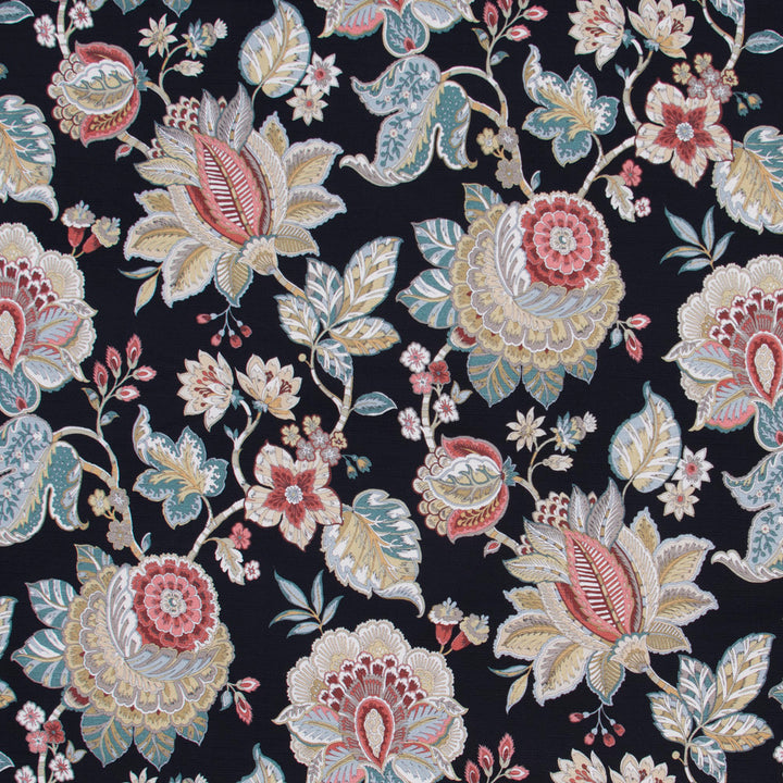 Any Tradition Jet by Carole Designer Fabric Azalea 100% Cotton Spain Passes 30,000 Double Rubs Wyzenbeek Horizontal: 27 and Vertical: 27 54 - Swanky Fabrics -