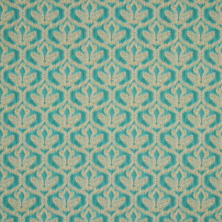 Dovetail Teal by Carole Designer Fabric Refined Beauty 90% Cotton, 10% Linen Pakistan Passes 25,000 Double Rubs Wyzenbeek Horizontal: 6 1/4" and Vertical: 6 1/4" 54" - Swanky Fabrics -