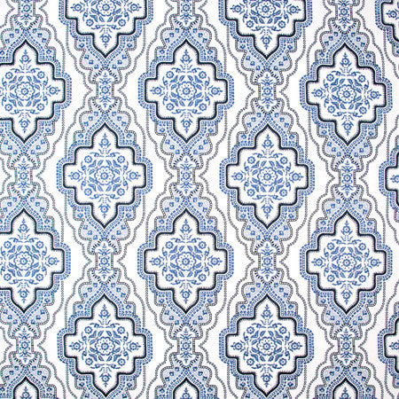 Earned Admiration Cobalt by Carole Designer Fabric Blue Forest 76% Polyester, 24% Cotton India 18 3/4" V, 17 1/2" H 52" - Swanky Fabrics -