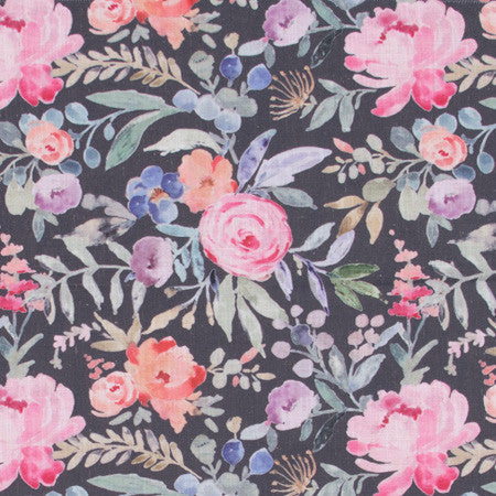 Four Gables Black by Carole Designer Fabric Geranium 92% Polyester, 8% Linen China Passes 50,000 Double Rubs Wyzenbeek </p><p>Repeat: 13 1/4" V, 13 1/2" H HD 56" - Swanky Fabrics -