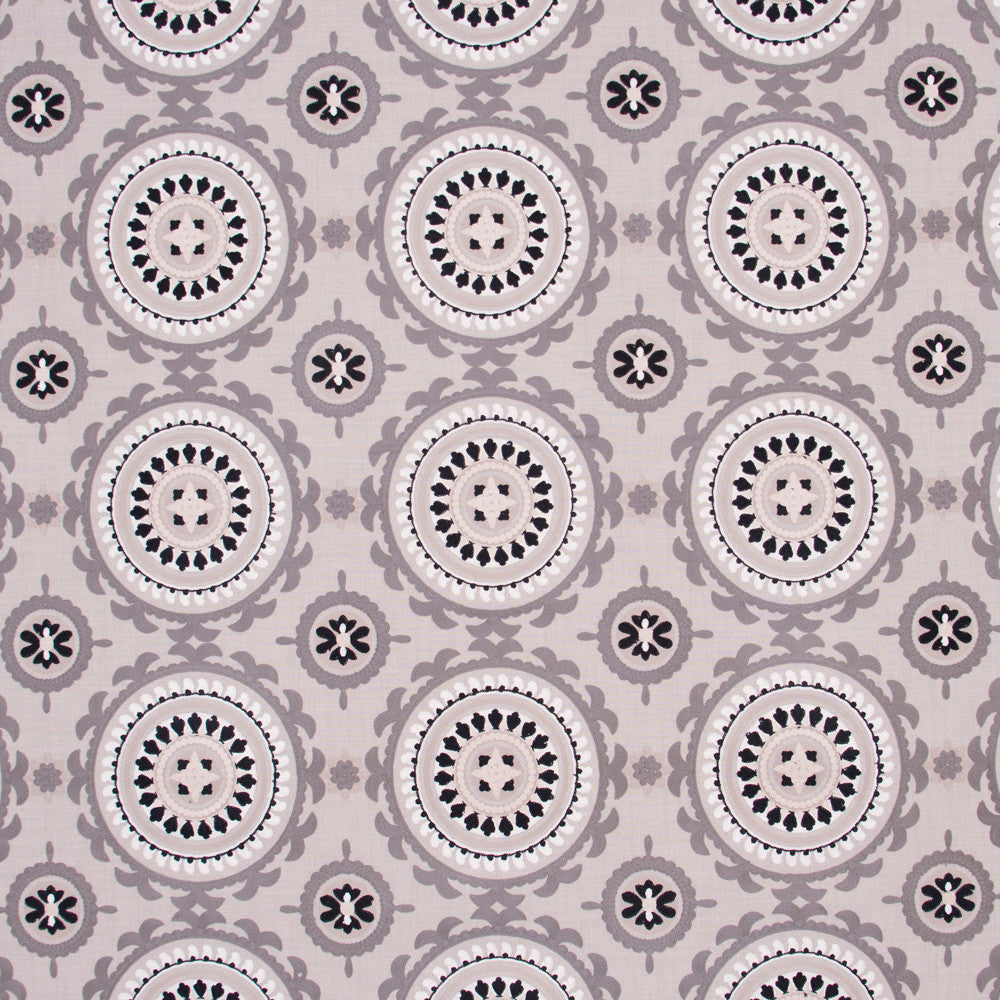 Suzanni Way Nickel by Carole Designer Fabric White Smoke 84% Cotton, 16% Polyester India N/A Horizontal: 10.625 and Vertical: 9.5 51.5 - Swanky Fabrics -