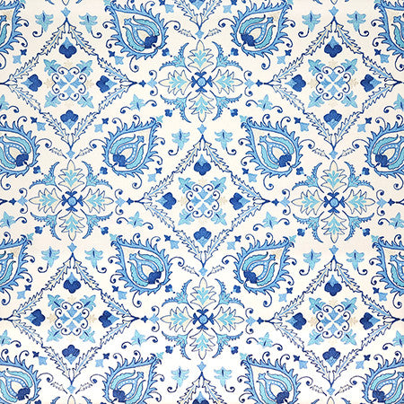 Faux Show Wedgewood by Carole Designer Fabric First Impressions 100% Cotton India 25 1/4" V, 13 1/2" H HD 54" - Swanky Fabrics -