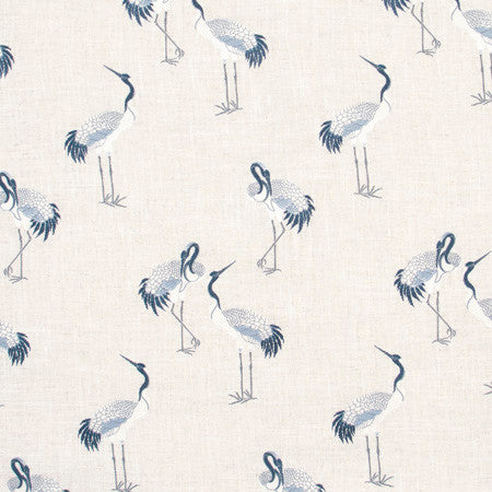 Heron River by Carole Designer Fabric Bluebird 86% Polyester, 9% Rayon, 5% Linen China Passes 73,000 Double Rubs Wyzenbeek 15 1/2" V, 13 1/2" H 54" - Swanky Fabrics -