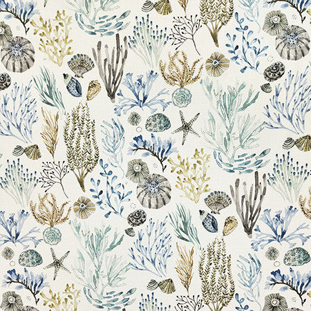 On The Coast Seamist by Carole Designer Fabric Dewdrop 100% Cotton Spain 27" V, 13 1/2" H HD 54" - Swanky Fabrics -