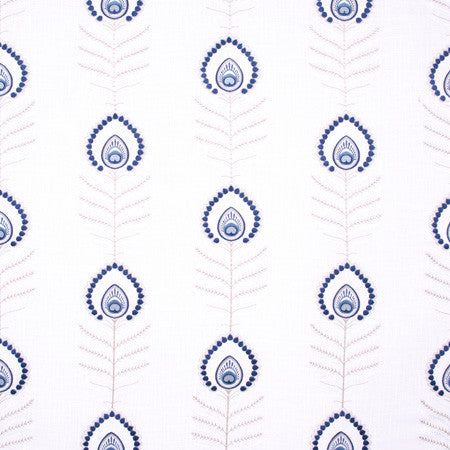 Peacock Feather Cobalt by Carole Designer Fabric Bluebird 60% Polyester, 30% Viscose, 10% Cotton China N/A Horizontal: 10 1/2" and Vertical: 11 3/4" V 52" - Swanky Fabrics -