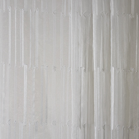 With Feeling White by Carole Designer Fabric Sheer Philosophy 100% Polyester Turkey N/A 15" V, 9" H 118" - Swanky Fabrics -