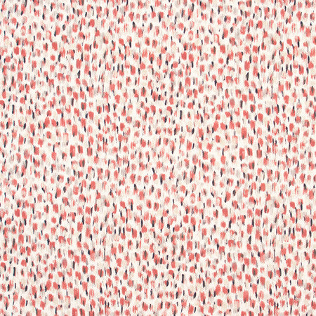 When In Doubt Coral by Carole Designer Fabric Azalea 100% Cotton India Passes 15,000 Double Rubs Wyzenbeek Horizontal: 14 1/4" and Vertical: 13 3/4" V 57.5" - Swanky Fabrics -