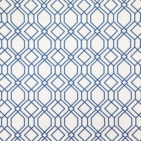 Eavesdrop Cobalt by Carole Designer Fabric Shape Shifter Base: 52% Polyester, 48% Cotton Embr: 100% Polyester India 6 1/4" V, 6 1/2" H 51.5" - Swanky Fabrics -