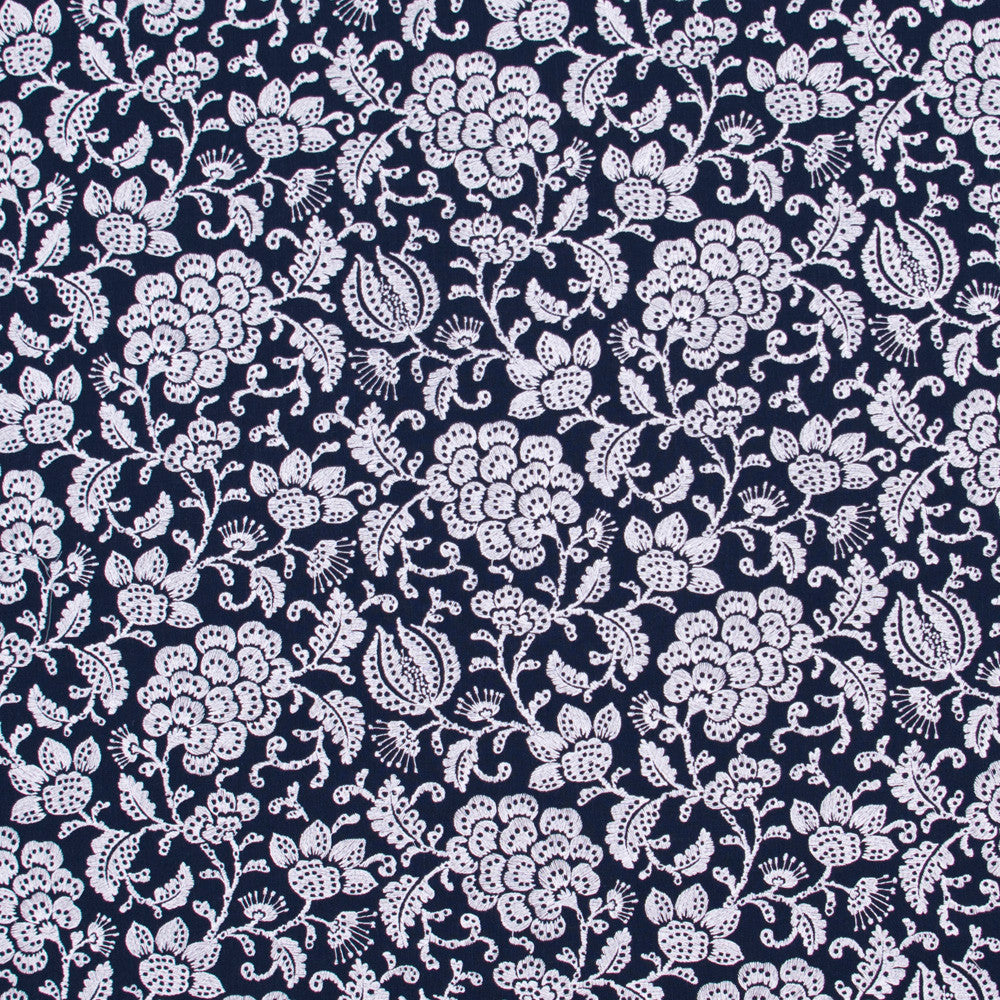 Simply Attractive Navy by Carole Designer Fabric Bluebird 52% Polyester, 48% Cotton India Passes 51,000 Double Rubs Wyzenbeek Horizontal: 13 and Vertical: 9.5 52 - Swanky Fabrics -