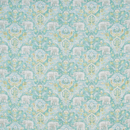 Elephant Parade Caribe by Carole Designer Fabric Jungle Safari 55% Linen, 45% Viscose-Soil Release S Korea 13 1/2" V, 13 1/2"H 54" - Swanky Fabrics -