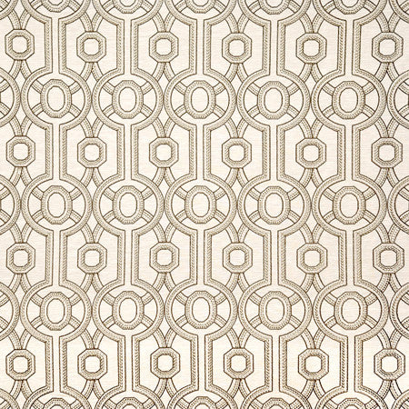 Park Circle Parchment by Carole Designer Fabric Neutral Ground Base: 71% Polyester, 29% Cotton Embr: 100% Polyester India 9 1/2" V, 6 1/2" H 52"" - Swanky Fabrics -
