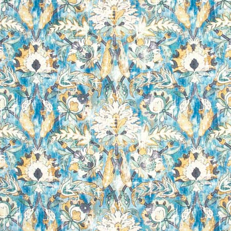 Grove Garden Peacock by Carole Designer Fabric Red Sea 100% Polyester India 50,000 Wyzenbeek Double Rubs 19 1/8" V, 27 1/2" H 56 1/4" - Swanky Fabrics -