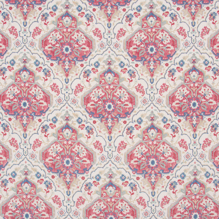 Take Your Place Pimento by Carole Designer Fabric Azalea 100% Polyester India Passes 30,000 Double Rubs Wyzenbeek Horizontal: 6.75 and Vertical: 18 54 - Swanky Fabrics -