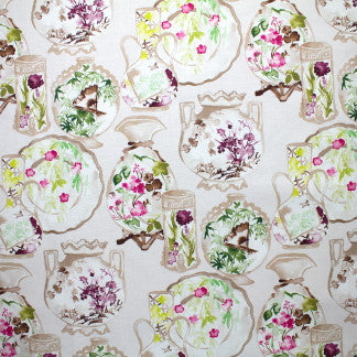 Lucky Stroke Porcelain by Carole Designer Fabric Imperial Garden 100% Polyester-Latex Backing China 27" V, 27" H 56" - Swanky Fabrics -