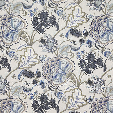 Boca Grande Blue by Carole Designer Fabric Dewdrop 59% Cotton, 26% Recycled Polyester, 15% Polyester China 50,000 WYZENBEEK DOUBLE RUBS 24 1/2" V, 14" H HD 54" - Swanky Fabrics -