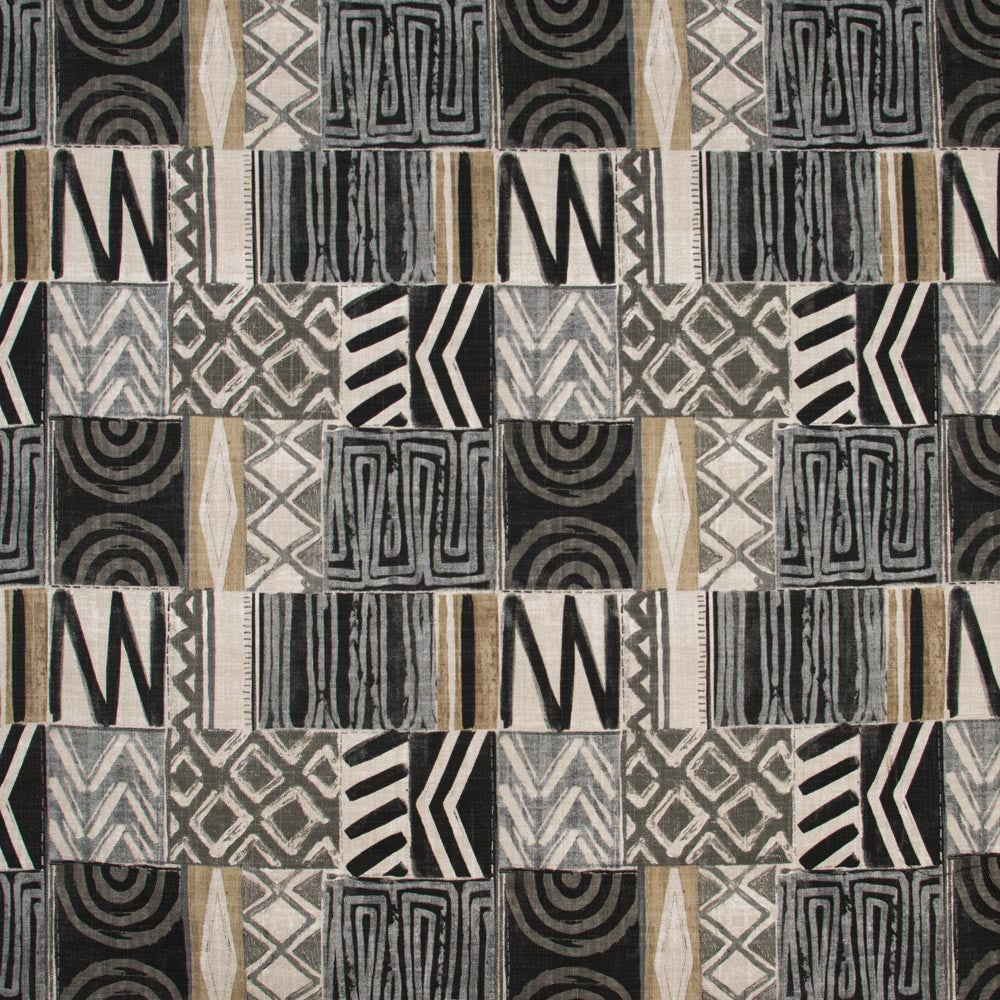 This Is It Stone by Carole Designer Fabric Onyx & Ivory 75% Cotton, 25% Linen- Soil Repellent Pakistan Passes 20,000 Double Rubs Wyzenbeek Horizontal: 18 and Vertical: 18 55 - Swanky Fabrics -