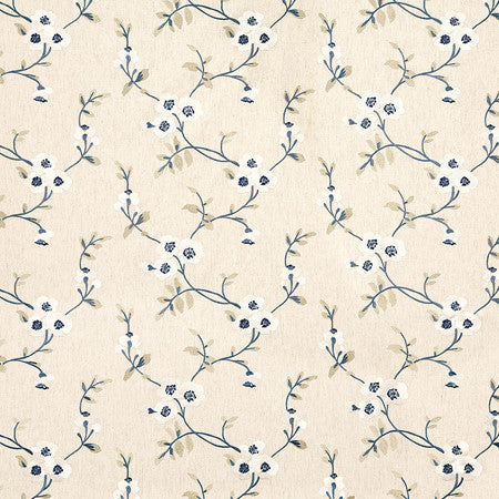 Hearts And Flowers Lakeside by Carole Designer Fabric Blue Crush Base:68% Polyester, 21% Linen, 11% Cotton Embr: 100% Viscose India 9 1/4" V, 13" H 53"" - Swanky Fabrics -