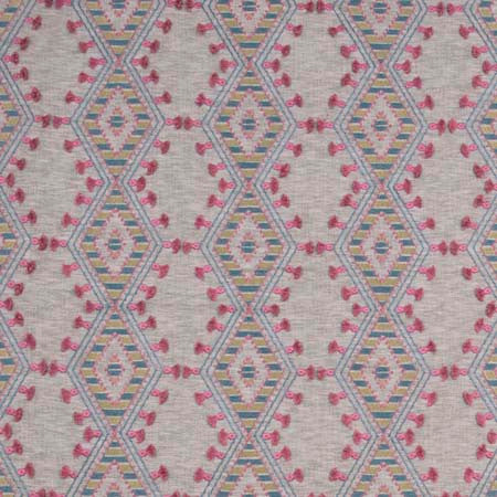 World Travels Jewel by Carole Designer Fabric Pink Jade 71% Polyester, 29% Cotton India 25,000 Wyzenbeek Double Rubs 6 1/4" V, 6 1/2" H 52" - Swanky Fabrics -