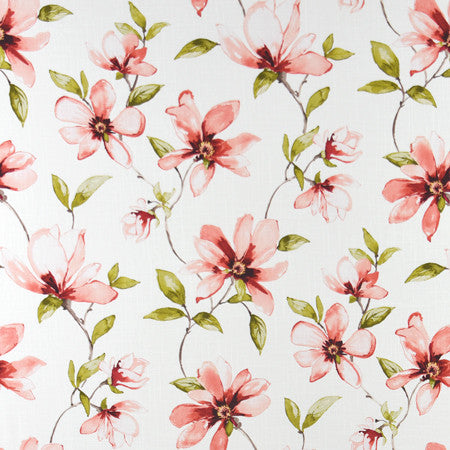 Nights In Georgia Coral by Carole Designer Fabric Muse 100% Cotton Spain 27" V, 13 1/2" H HD 54" - Swanky Fabrics -