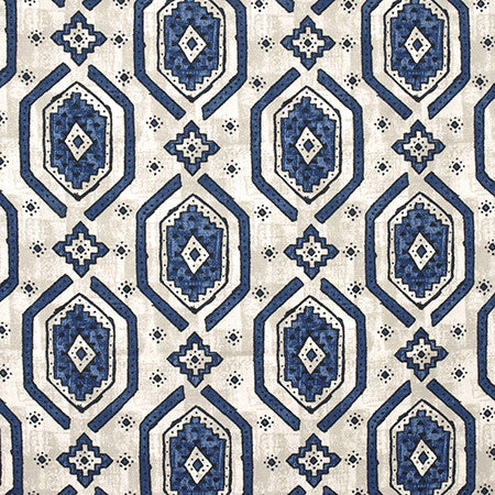 Stronghold Navy by Carole Designer Fabric Artisan 100% Cotton PAKISTAN 50,000 Wyzenbeek Double Rubs 12 1/2" V, 13 1/2" H HD 56.5" - Swanky Fabrics -