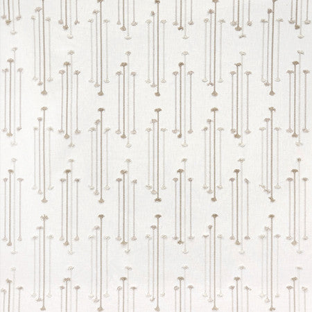 Straight Forward Dove by Carole Designer Fabric Neutral Ground Base: 52% Cotton, 48% Polyester Embr: 100% Rayon India 12 5/8" V, 6 3/4" H 51"" - Swanky Fabrics -