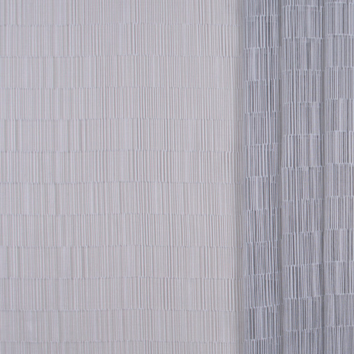 Lined Up Platinum by Carole Designer Fabric Sheer Marvel 100% Polyester CHINA N/A Horizontal: 4125 and Vertical: 8 118 - Swanky Fabrics -