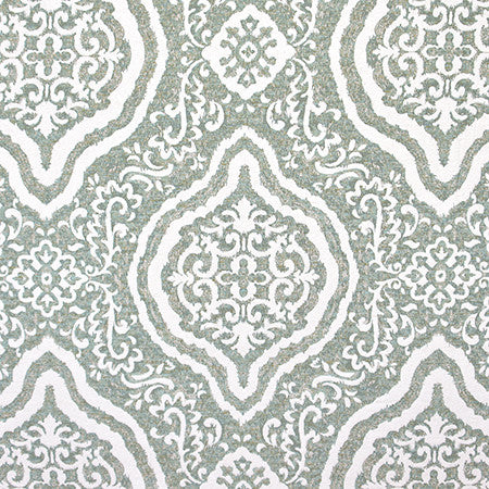Time Being Aqua by Carole Designer Fabric Jade 95% Polyester, 5% Cotton India 31" V, 27 1/2" H 54.38" - Swanky Fabrics -