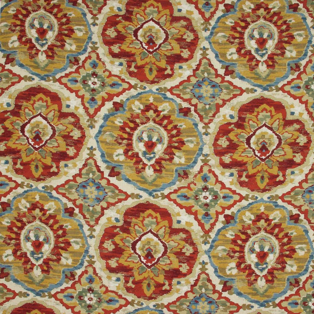 Culture Harvest by Carole Designer Fabric Red Sea 67% Viscose, 33% Linen Spain 15,000 Wyzenbeek Double Rubs Horizontal: 27 and Vertical: 27 54 - Swanky Fabrics -