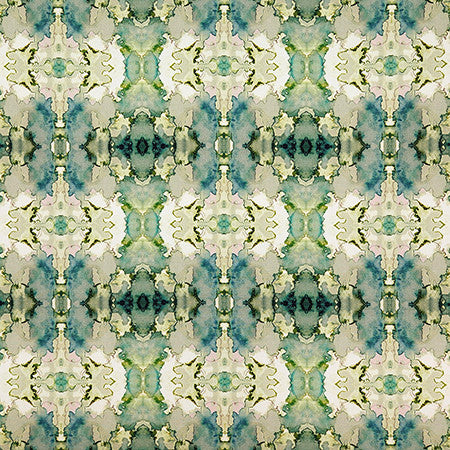 Let You Know Juniper by Carole Designer Fabric Evergreen 100% Cotton India 13 1/2" V, 13 1/2" H 54" - Swanky Fabrics -