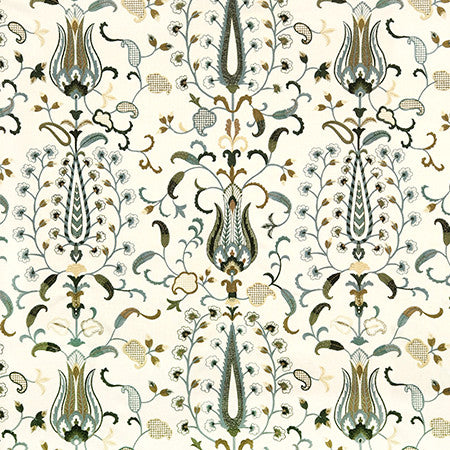 Chance To Create Mineral by Carole Designer Fabric Hidden Treasure Base: 50% Poly, 50% Cotton Embr: 70% Poly, 30% Cotton India 30 1/2" V, 25 1/2" H 50" - Swanky Fabrics -