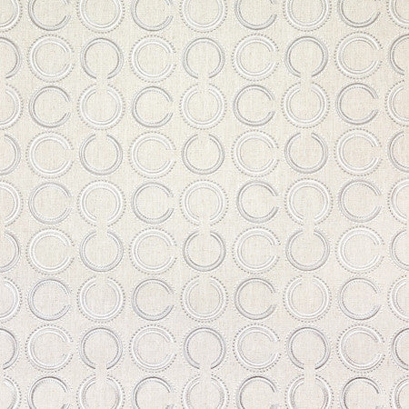 Full Circle Silver by Carole Designer Fabric Neutral Ground 50% Polyester, 40% Cotton, 10% Linen China 11 1/2" V, 8 1/4" H 52 1/4"" - Swanky Fabrics -