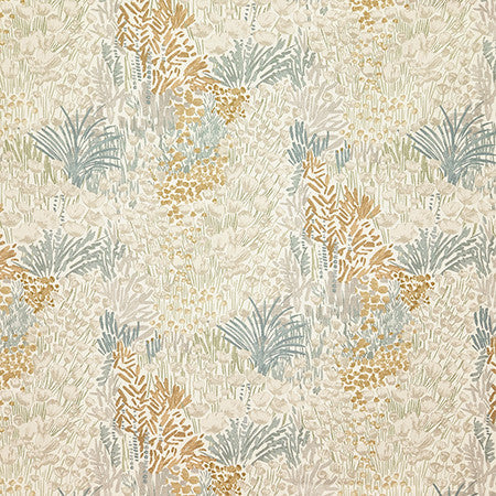 Blooming Meadow Flaxen by Carole Designer Fabric Evergreen 100% Cotton India 27 1/2" V, 13 3/4" H HD 55" - Swanky Fabrics -
