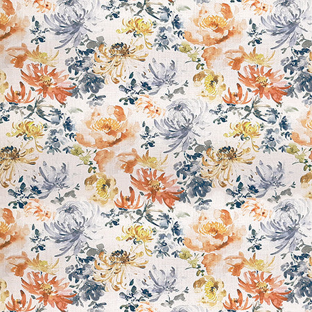 Flower Party Copper by Carole Designer Fabric Dawn & Dusk 100% Cotton India 27" V, 13 1/2" H HD 54" - Swanky Fabrics -