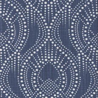Rainy Day Navy by Carole Designer Fabric Clean Comfort 100% Cotton Pakistan 8 1/2" V, 9" H 54" - Swanky Fabrics -