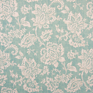 Hello Again Seafoam by Carole Designer Fabric Sea Glass 100% Cotton Duck Turkmenistan Passes 30,000 Double Rubs Wyzenbeek Horizontal: 27" D and Vertical: 27" 54" - Swanky Fabrics -
