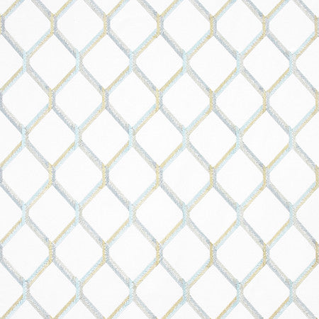 Money Maker Aqua by Carole Designer Fabric Prisma Base: 100% Cotton. Embr: 75% Cotton, 25% Rayon INDIA N/A 6 1/4" V, 4 3/8" H 52" - Swanky Fabrics -