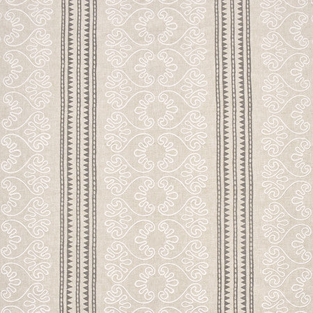 Garden Paths Natural by Carole Designer Fabric Artisan Base: 50% Poly, 50% Cotton. Embr: 60% Poly, 40% Cotton INDIA N/A 3 3/4" V, 13 1/2" H 53.75" - Swanky Fabrics -