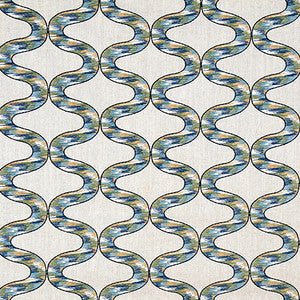 Curves Ahead Blue Green by Carole Designer Fabric