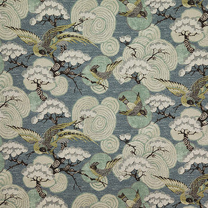 Bird Landing Teal by Carole Designer Fabric