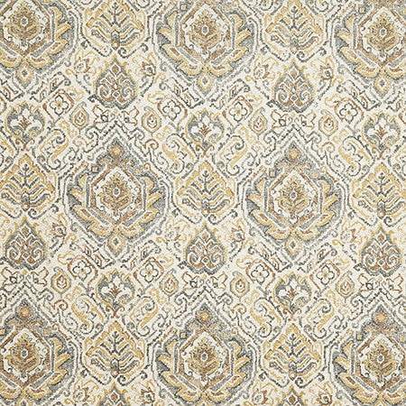 Your Presence Saffron by Carole Designer Fabric Evergreen 100% Cotton Pakistan 30,000 WYZENBEEK DOUBLE RUBS 25" V, 6 1/4" H HD 55.5" - Swanky Fabrics -