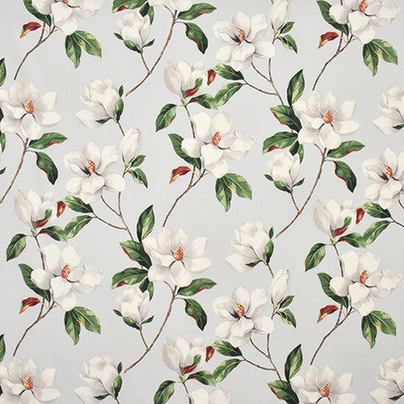 Magnolia Way Pearl Grey by Carole Designer Fabric Wellington 100% Cotton-Stain Resistant PAKISTAN 50,000 Wyzenbeek Double Rubs 24 3/4" V, 27" H HD 54.5" - Swanky Fabrics -