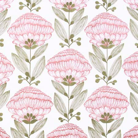 Allium Bloom Ballerina by Carole Designer Fabric Pink Jade 76% Polyester, 24% Cotton India 12 3/4" V, 12 3/4" H HD 51" - Swanky Fabrics -